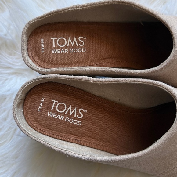 TOMS Women Evelyn Slip On Suede Mules, Beige size 8.5 - Picture 2 of 8